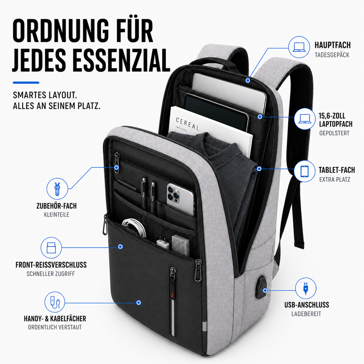TerraVey | Spritzwassergeschützter Business-Rucksack