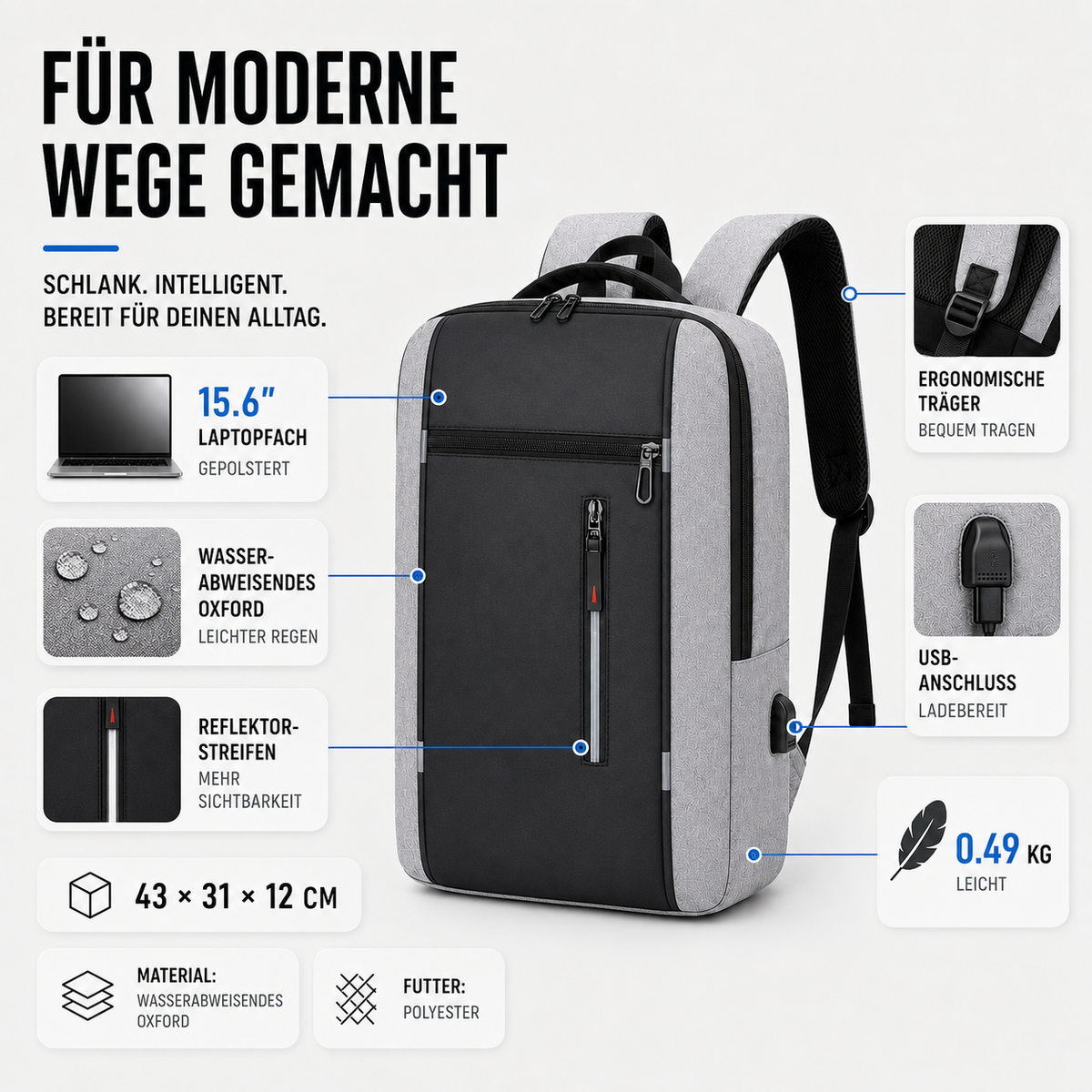 TerraVey | Spritzwassergeschützter Business-Rucksack