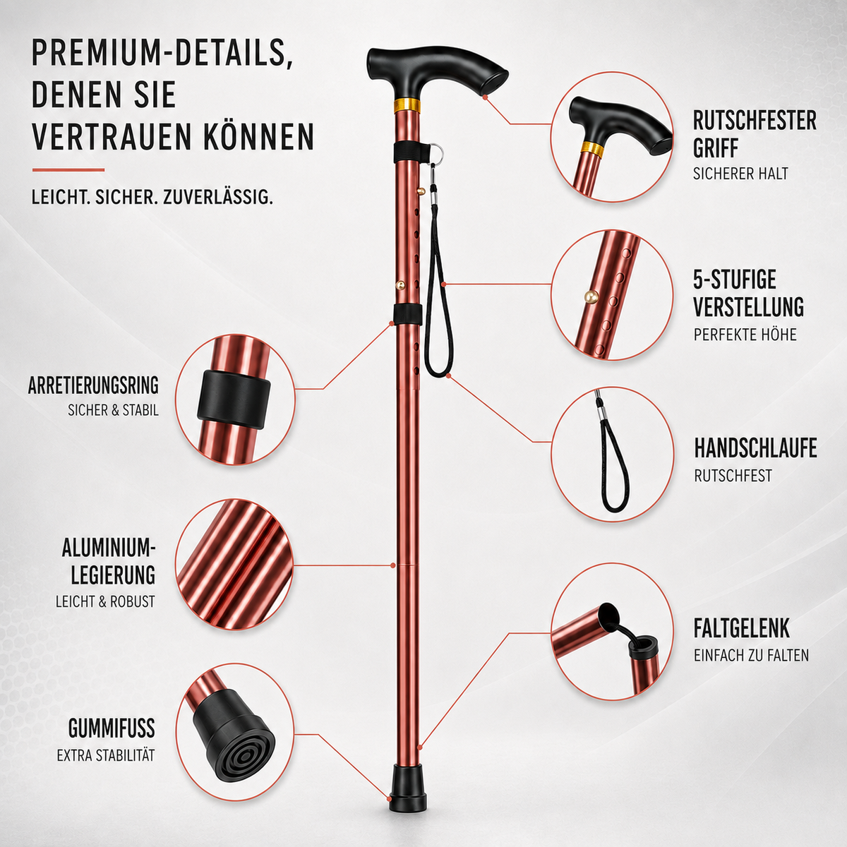 TerraVey | StrideFold Teleskop-Wanderstock klappbar