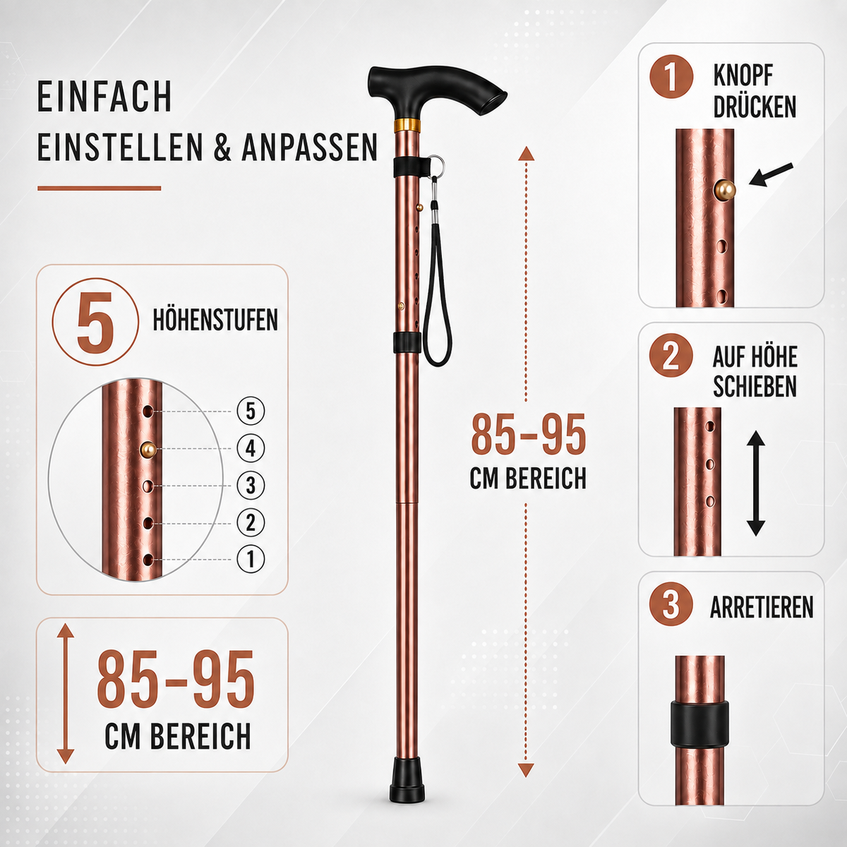 TerraVey | StrideFold Teleskop-Wanderstock klappbar