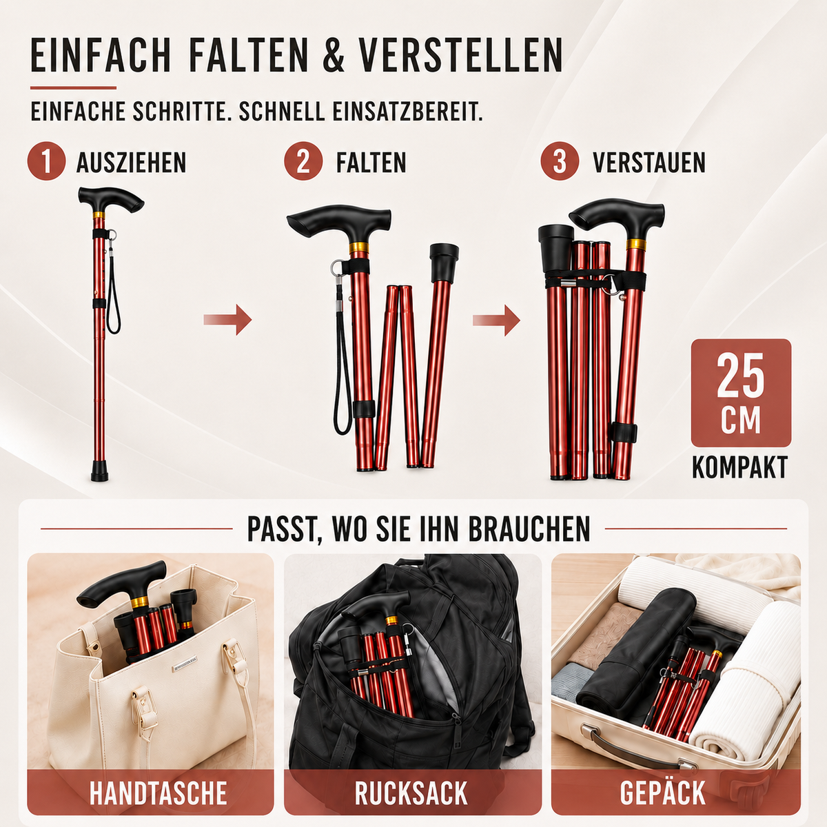 TerraVey | StrideFold Teleskop-Wanderstock klappbar