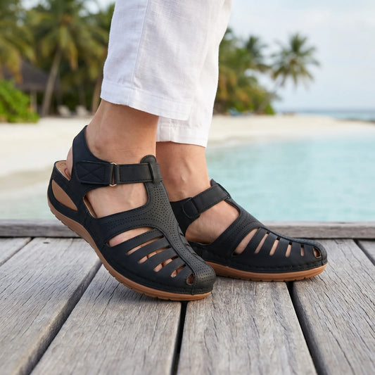 TerraVey | Velsura Damen-Niedrigkeil-Sommersandalen aus PU