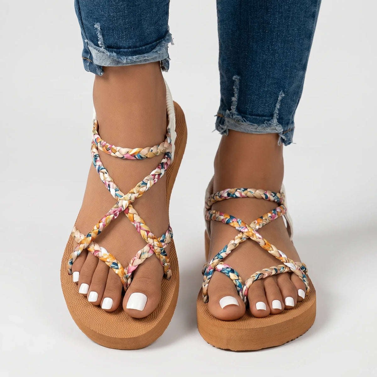 TerraVey | Veltra Geflochtene flache Sommersandalen