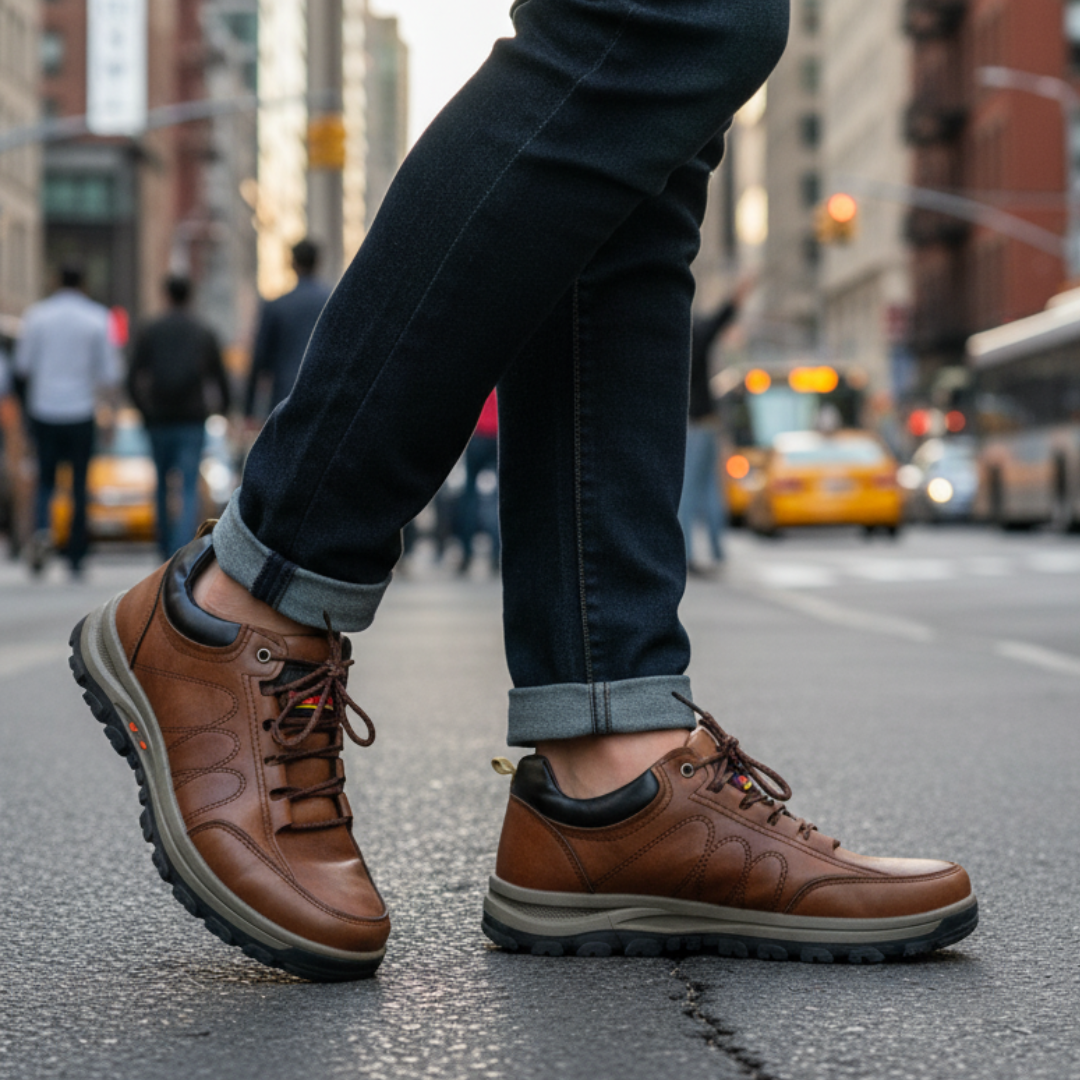Orthopädische Walkingschuhe aus veganem Leder, wasserdicht & rutschfest – TerraVey Carter