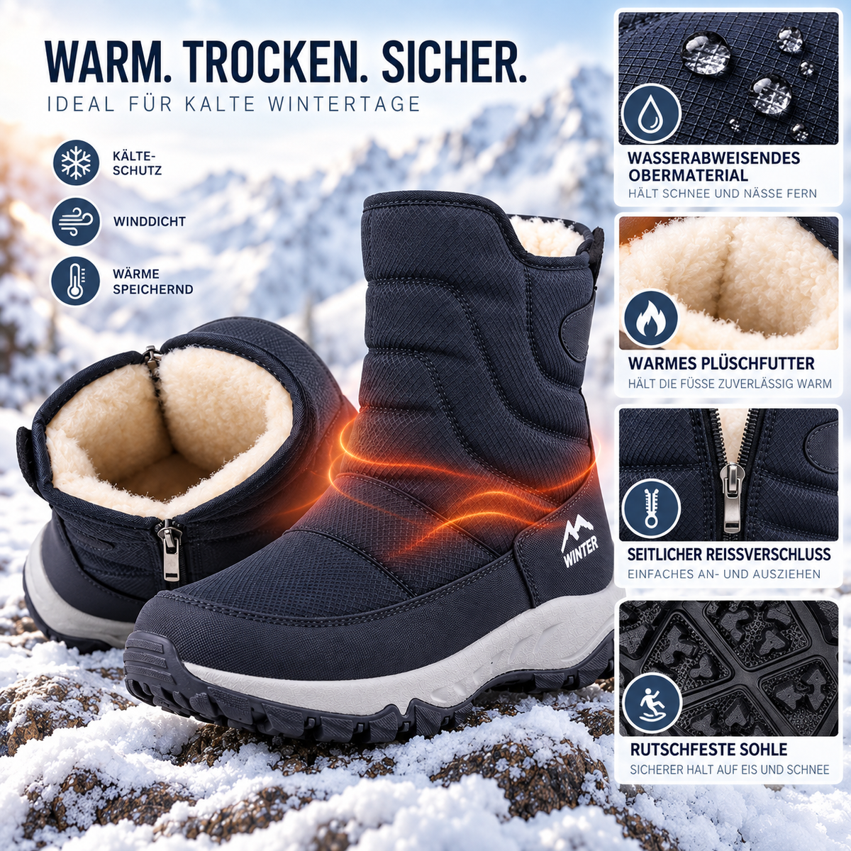 Winterstiefel für Herren Wasserdicht – ThermoStride
